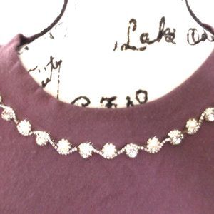 Liz Claiborne Sweater Rhinestone and Pearl Neckline 2X